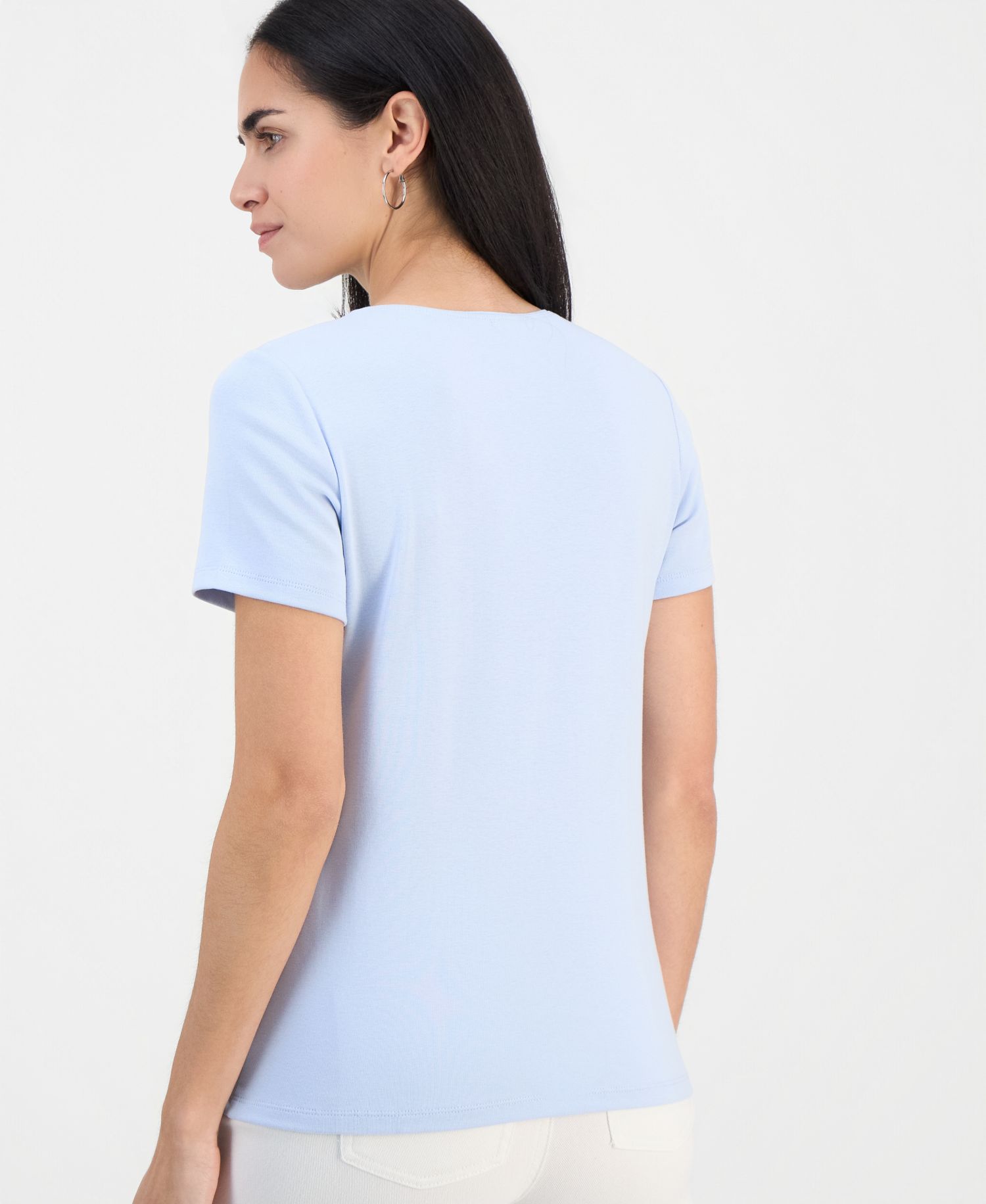 Petite Cotton Scoop-Neck Short-Sleeve Top