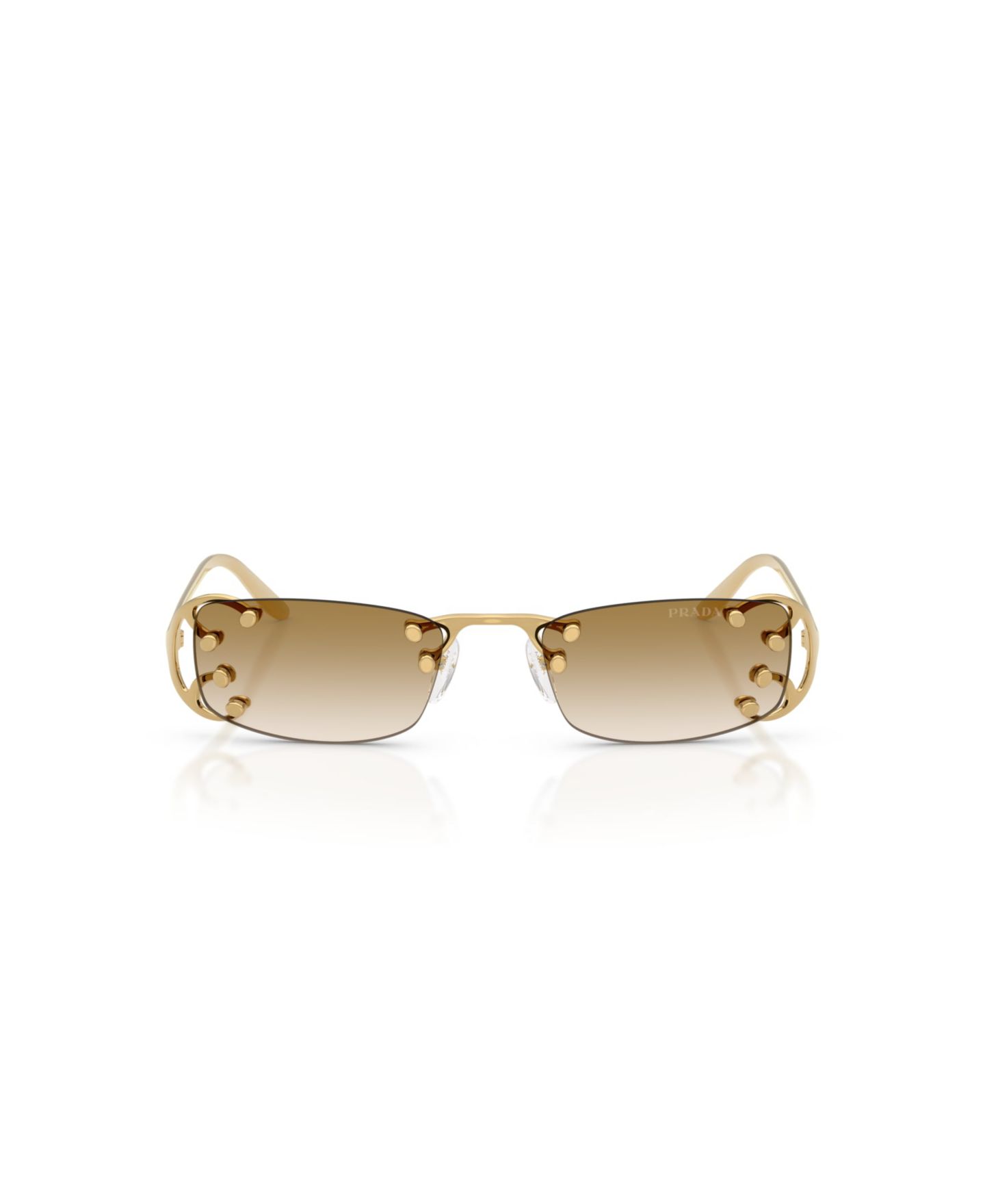 Женские солнцезащитные очки PRADA Rectangle Sunglasses, PR C57S, цвет: Oro Pallido Nouveau — фото 2