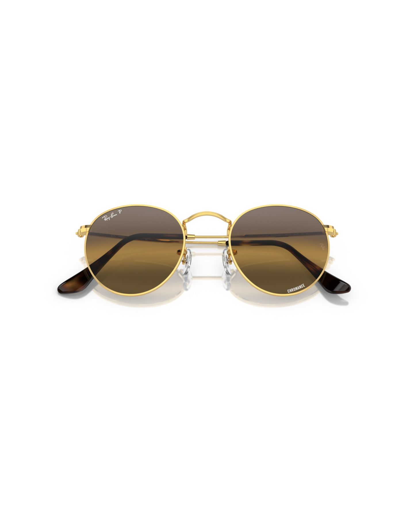 Мужские солнцезащитные очки Ray-Ban Polarized Round Metal Polarized Lenses, RB3447, цвет: Золотой — фото 5