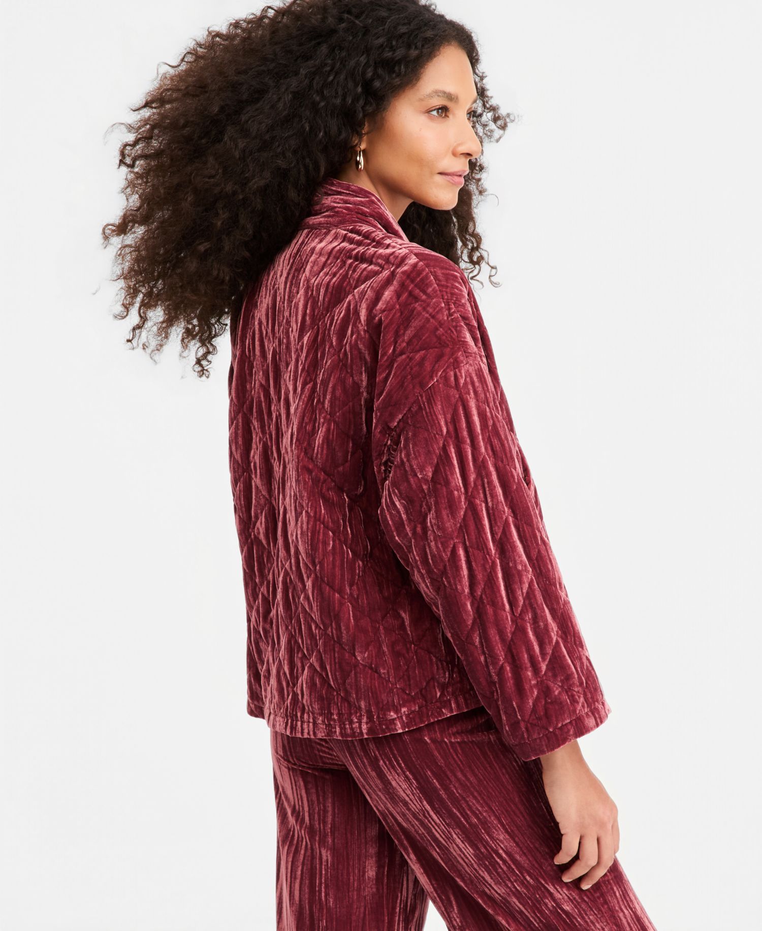 Women's Emmeccesso Quilted Velvet Open-Front Jacket