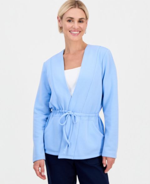 Женские куртки Style & Co Petite Luxesoft Tied-Lapel Knit Jacket