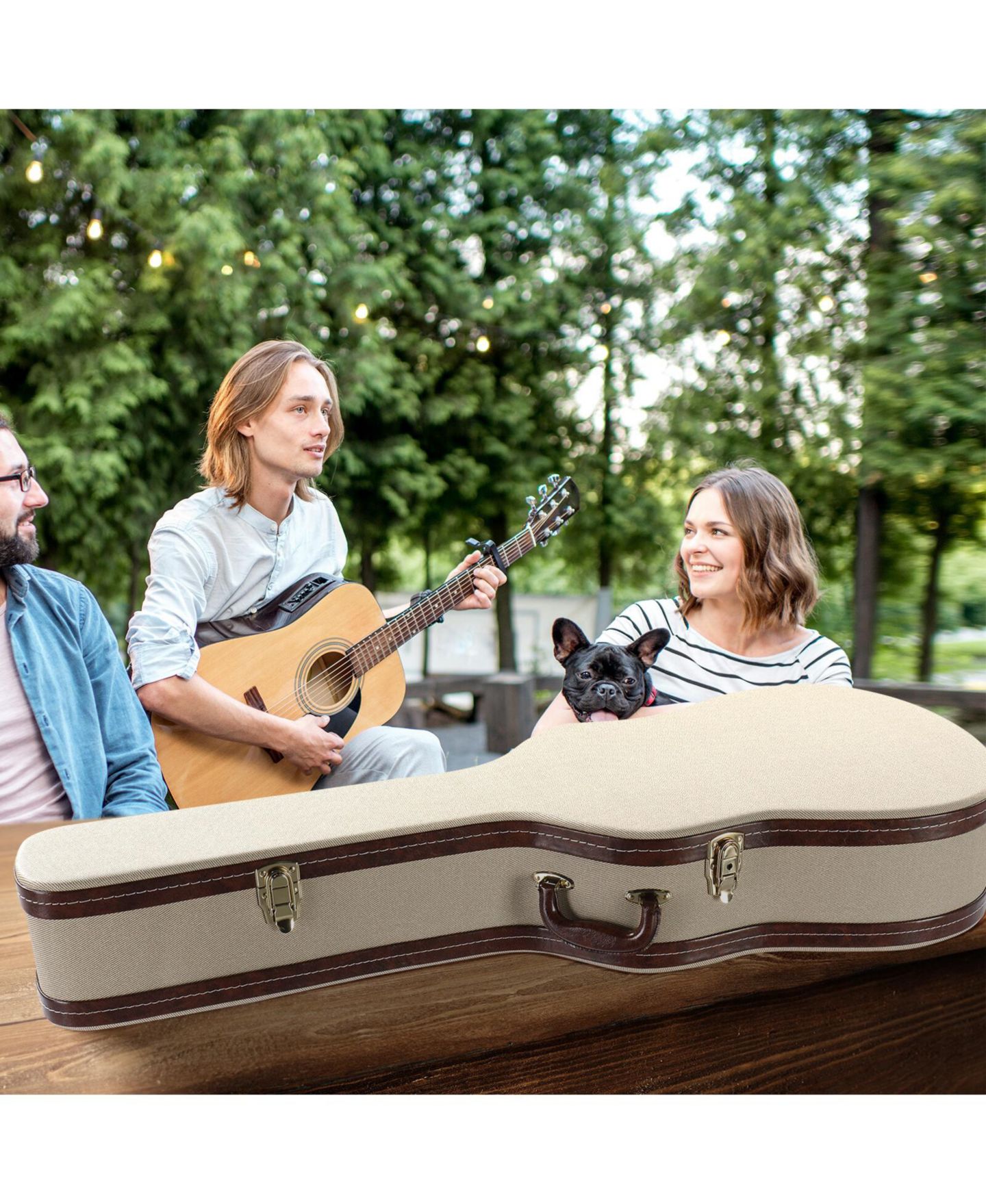Балетки Yescom 39" Classical Guitar Hard Case with Lock Accessory Compartment for Airline Travel Guitar Hardshell Carrying Case Microgroove, цвет: Natrual — фото 2
