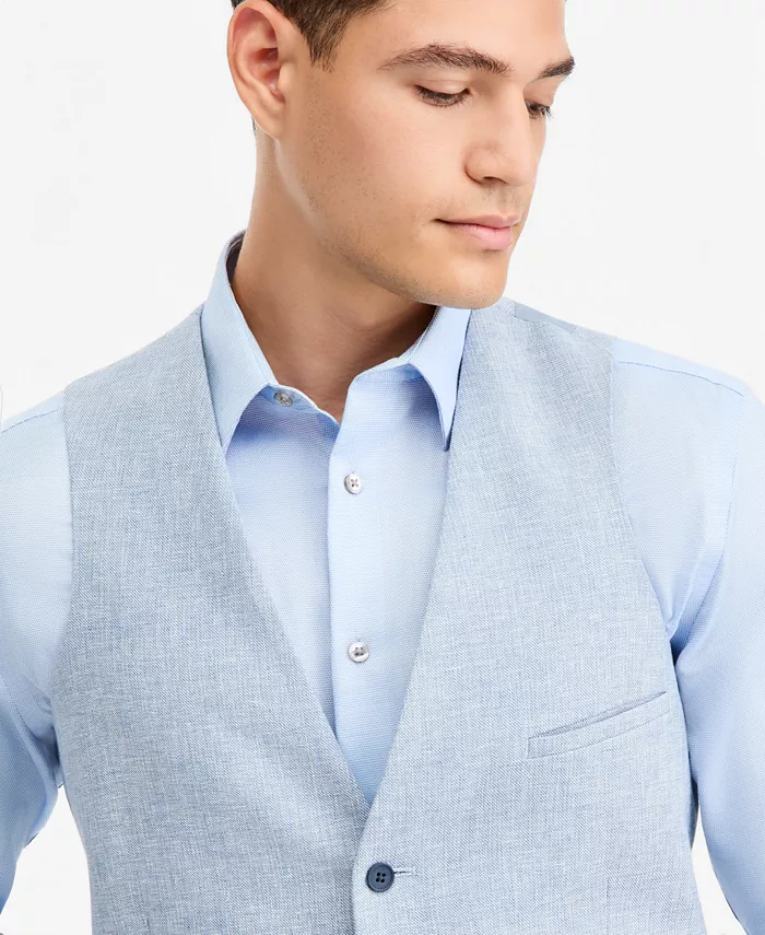 Men's Slim-Fit Linen-Blend Suit Separates Vest - thumbnail 3