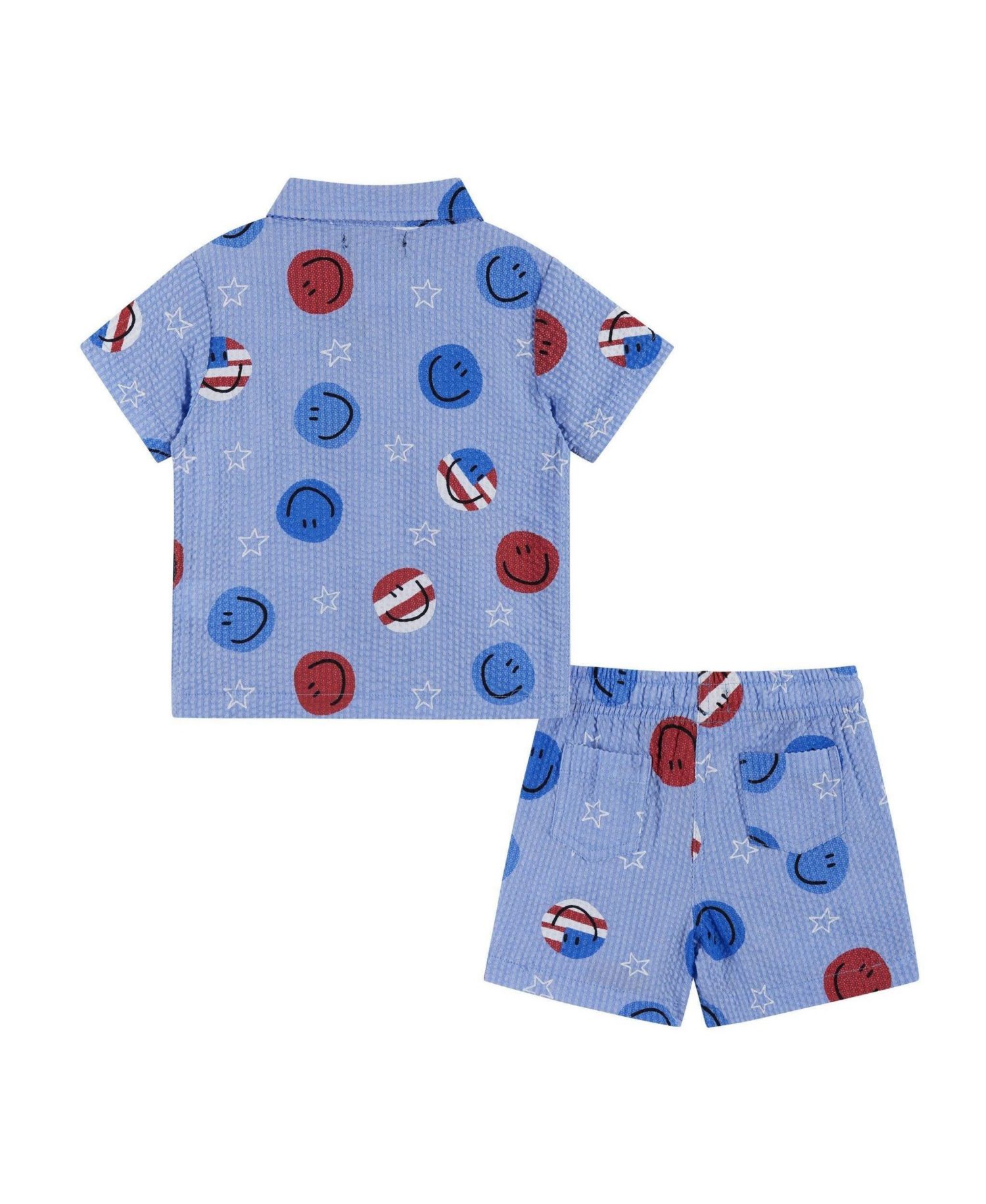 Infant Boys Short Sleeve Patriotic Smile Seersucker Set