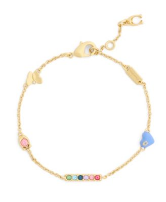 Faux-Stone Signature C Enamel Heart Charm Bracelet