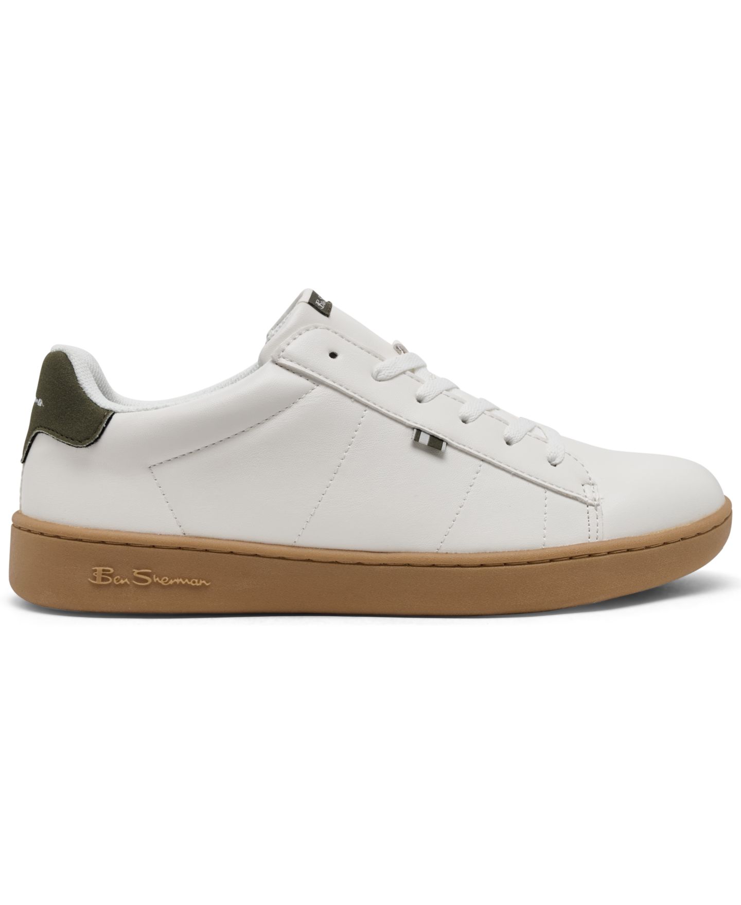 Мужские кроссовки Ben Sherman Hampton Low Court, цвет: Белый / Оливковый — фото 2