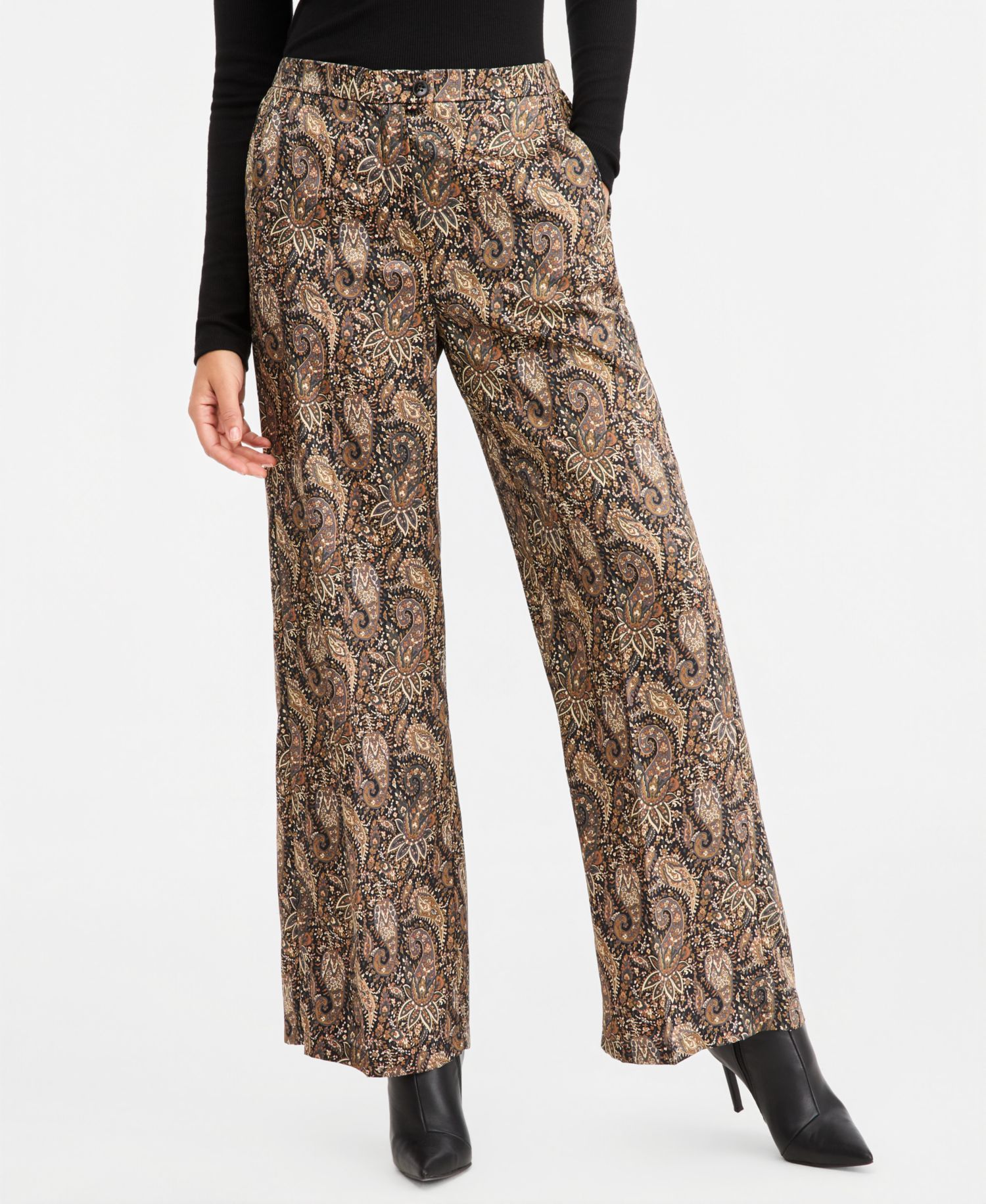 Women's Emmbuona Satin Print Wide-Leg Trousers
