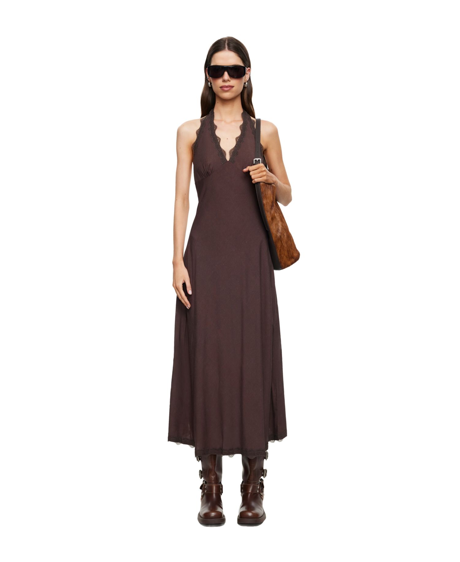 Women's Linen Sleeveless Halter Dress