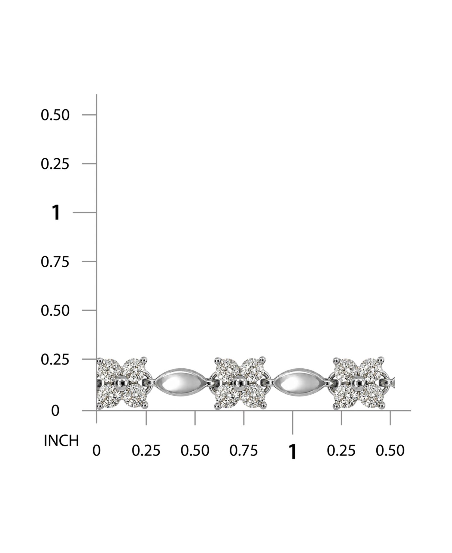 Cubic Zirconia Flower Design Polish Oval Link Bracelet