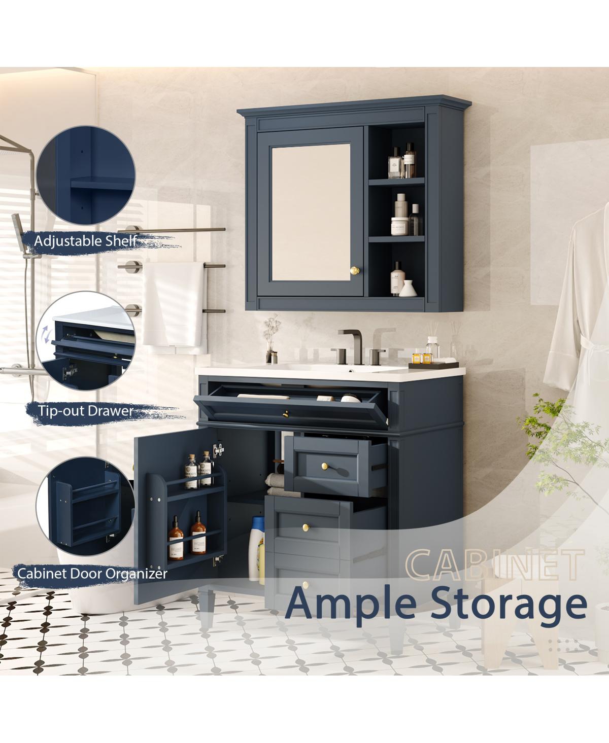 Sillysis 30" Modern Freestanding Bathroom Vanity with Ceramic Sink-Sillysis