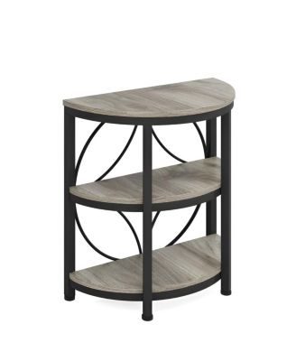 3 Tier Narrow End Table with Metal Frame for Living Room
