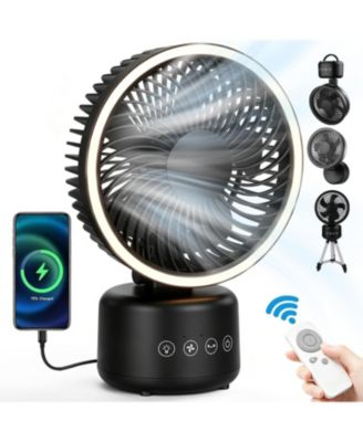 4-in-1 Portable Outdoor Fan with Tripod, Remote and Dual-Color LED