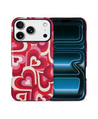 Case for iPhone 17 Pro Max, 2-in-1 Dual-Layer Shockproof Protection, Cute Heart Print Glossy Case