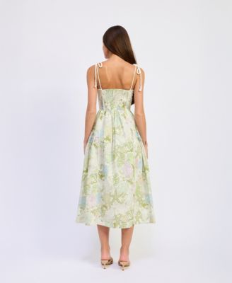 en saison blair midi dress En Saison Women's Blair Printed Sleeveless Midi Dress - Ivory Olive