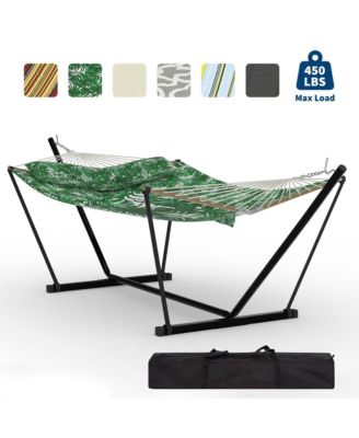 12Feet 2 Person Outdoor Hammock with Stand Heavy Duty 450lb Capacity, Weather-Resistan Portable with Carry Bag Perfect for Patio, Garden
