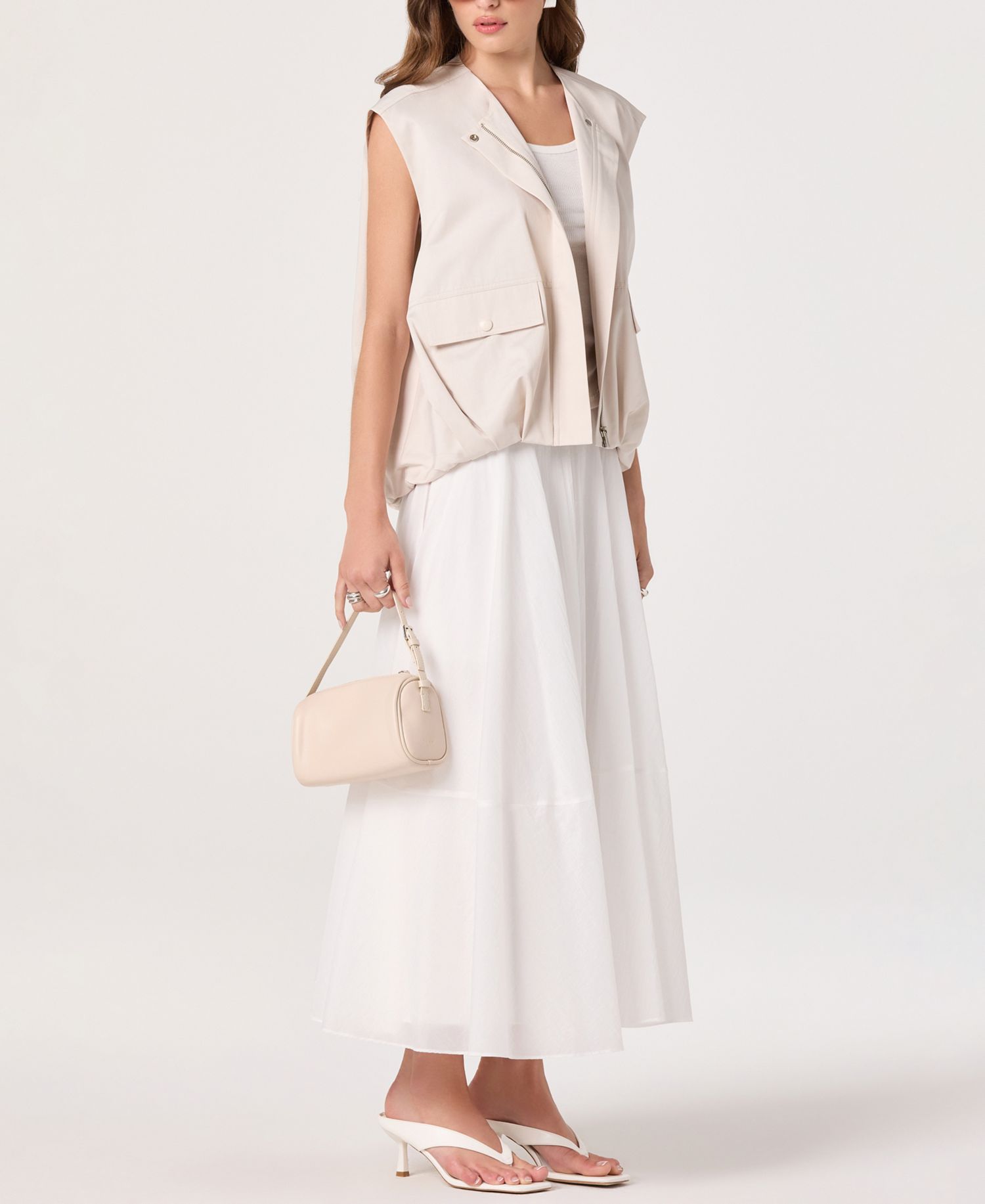Women's Radley Band Collar Sleeveless Cargo Vest Jacket