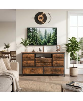 Modern TV Stand Dresser with LED Lighting and Built-in Charging Station - Durable Storage Chest with Deep Drawers for Bedroom and Living Room