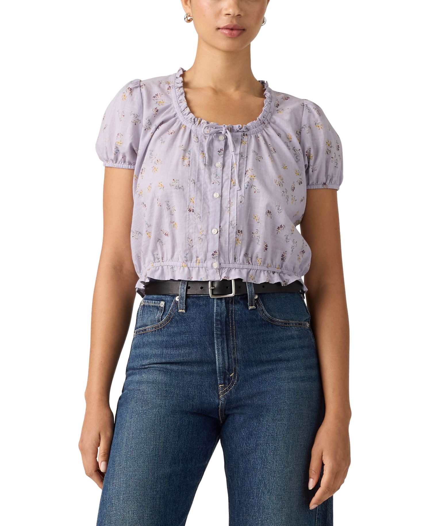 Plus Size Chiara Front Button Short-Sleeve Blouse