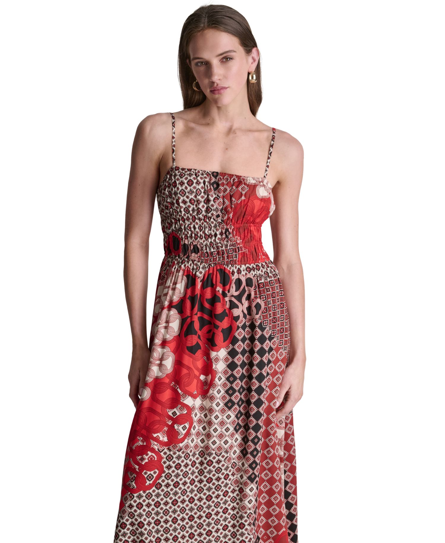 Women's Printed Square Neck Sleeveless Dress