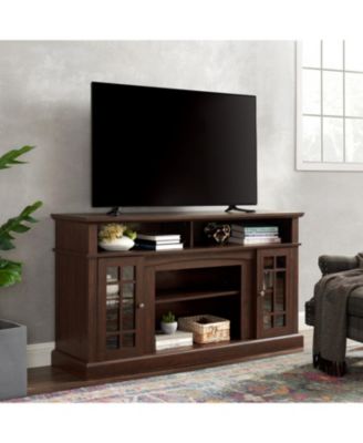 Farmhouse Wood TV Stand, with Open and Closed Storage Space, for TV Up to 65" , Home Entertainment Console Table, for Living Room