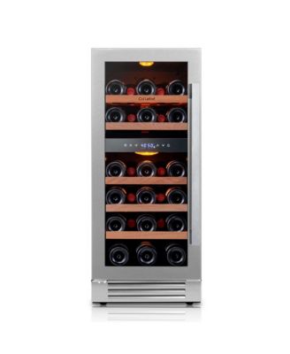 15 inch Wine cooler Refrigerator , Dual Zone 28-Bottle 40-65degree(s)F,3 color LED, Built-in/Freestanding for home 3.2 Cubic Feet