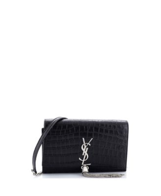 Classic Monogram Tassel Chain Wallet Embossed Leather