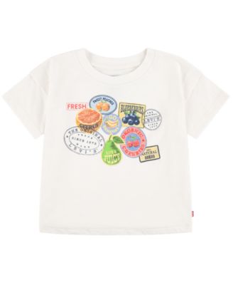 Levis Toddler Girls 2T-4T Fruit Sticker Short-Sleeve T-Shirt - White 22$