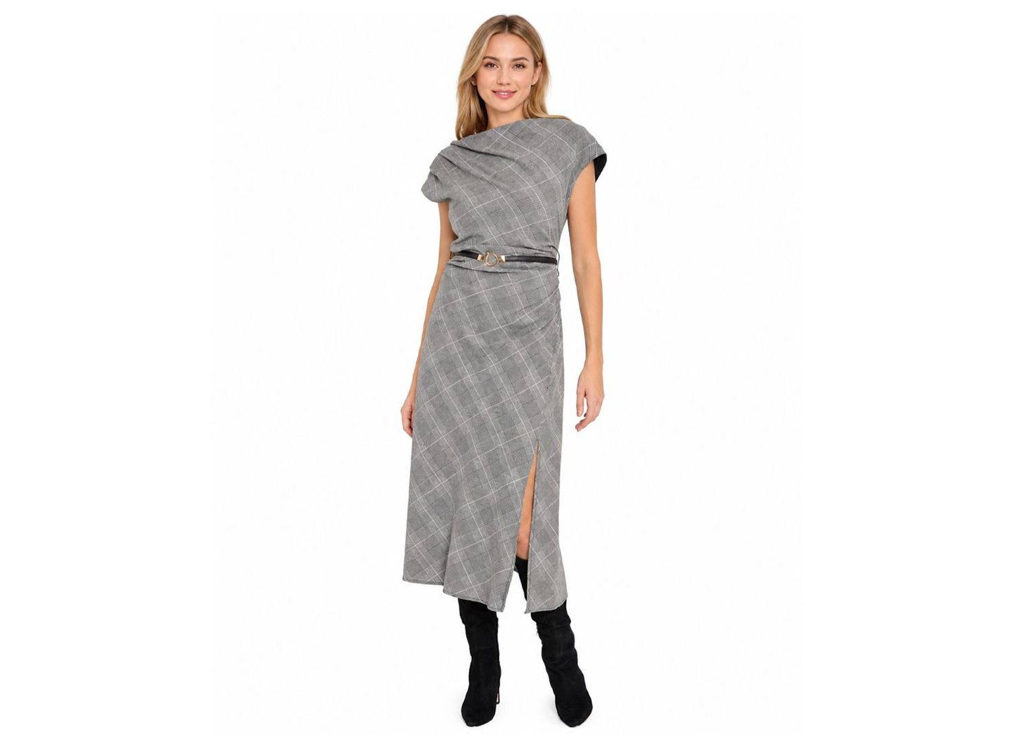 Women's Crewneck Belted Dress