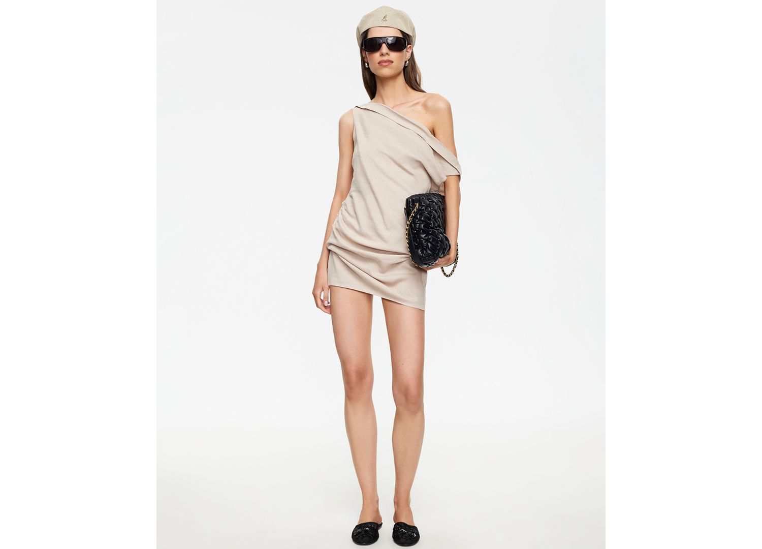Women's Linen Asymmetric One-Shoulder Mini Dress