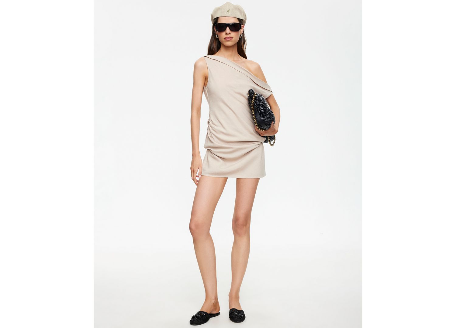 Women's Linen Asymmetric One-Shoulder Mini Dress