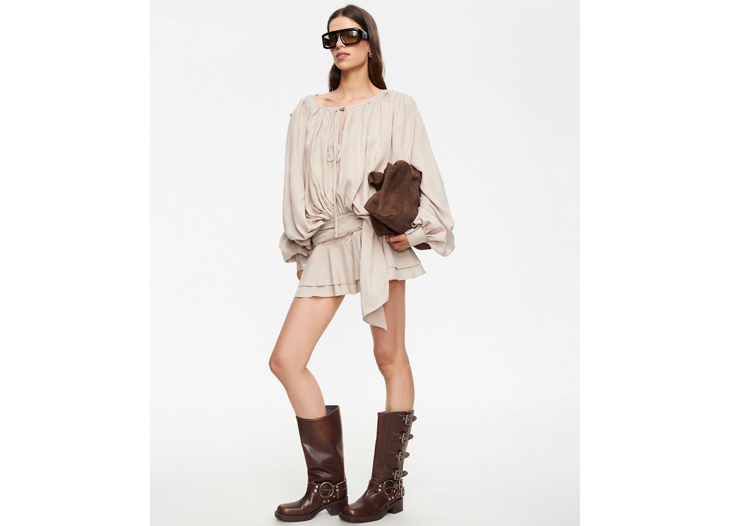Women's Long-Sleeve Crewneck Mini Dress