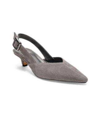 Forever and Always Women's Shoes Dioris Leather Slingback Kitten Heel Pump