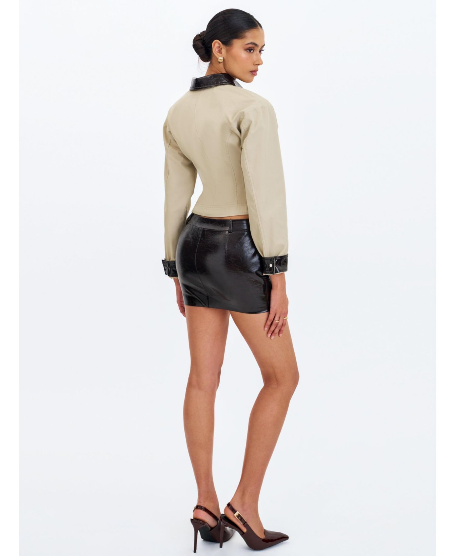 Women's Vivian Mocha Faux Leather Low-Rise Mini Skirt