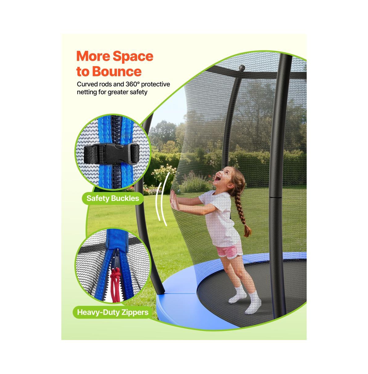 Ruie Outdoor Trampoline 15 feet Recreational Trampoline with Enclosure Net 470 lb