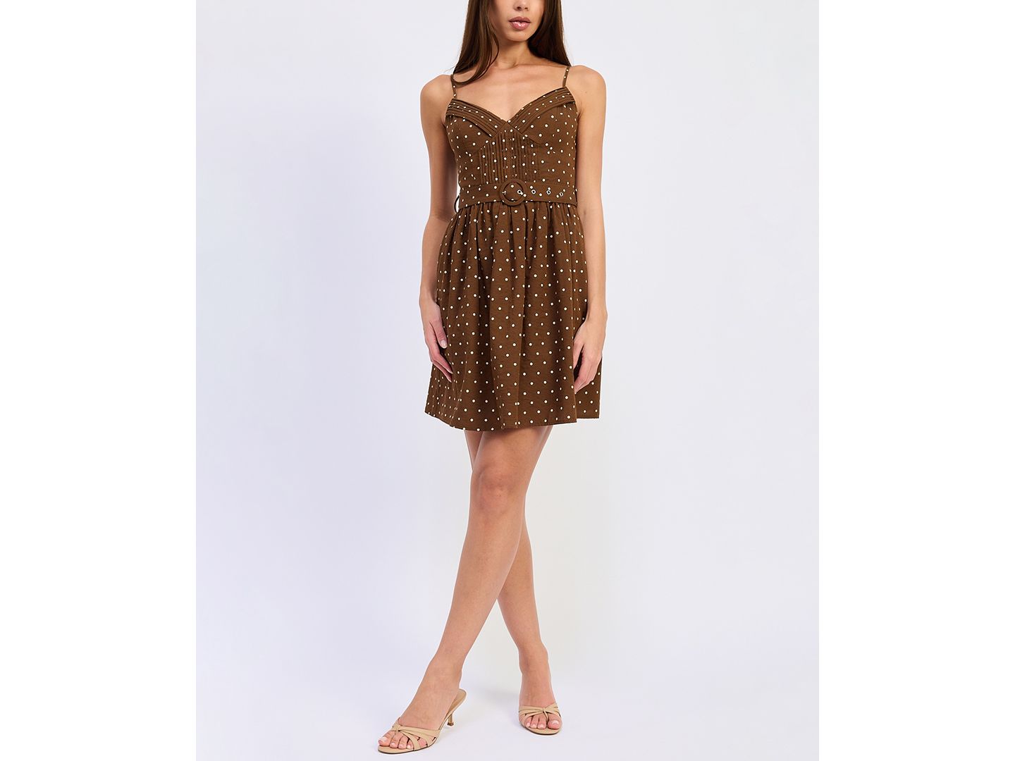 Женское платье En Saison Stella Sleeveless Mini, цвет: Коричневая слоновая кость — фото 1