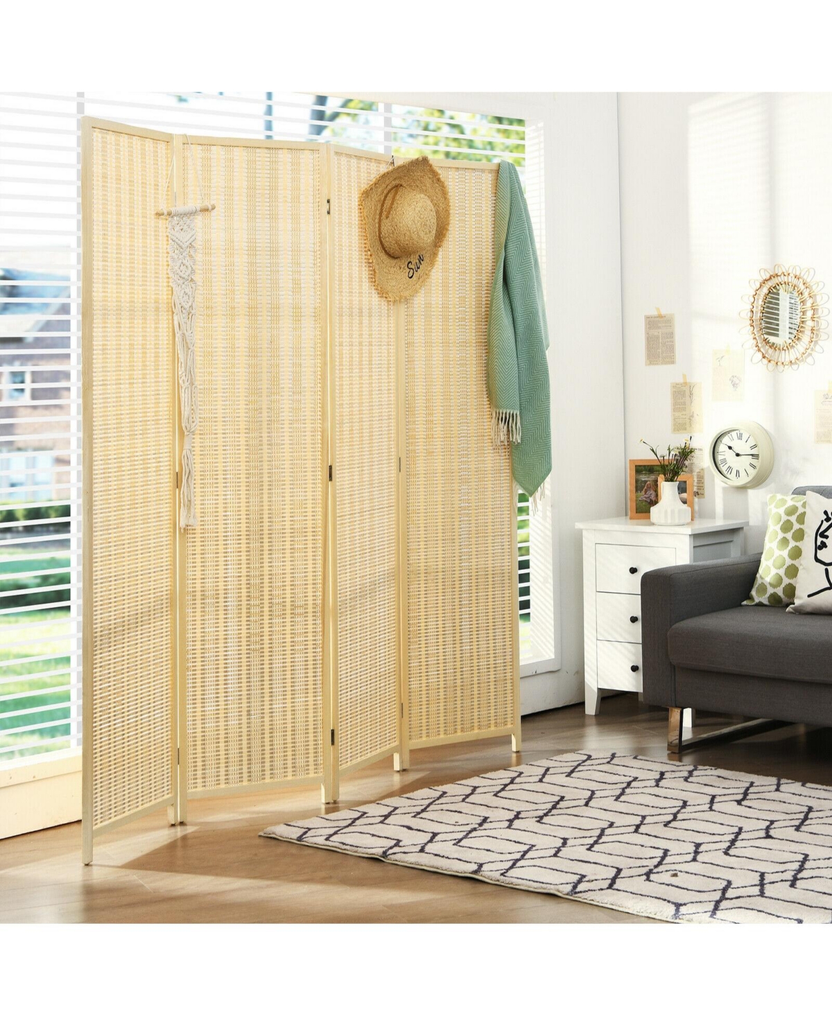 sumyeg 6-Foot 4-Panel Portable Folding Room Divider Privacy Screen
