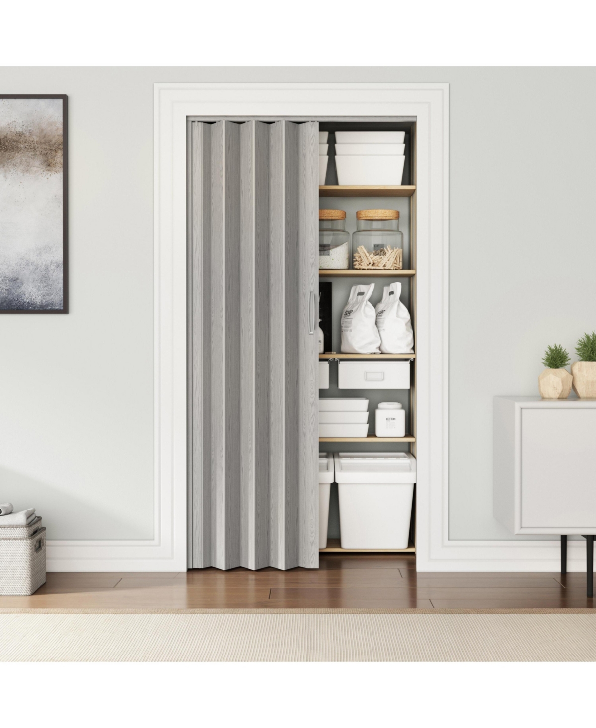 sumyeg 36-Inch W Pvc Foldable Accordion Door Room Divider for Indoor Space Separation and Privacy Use