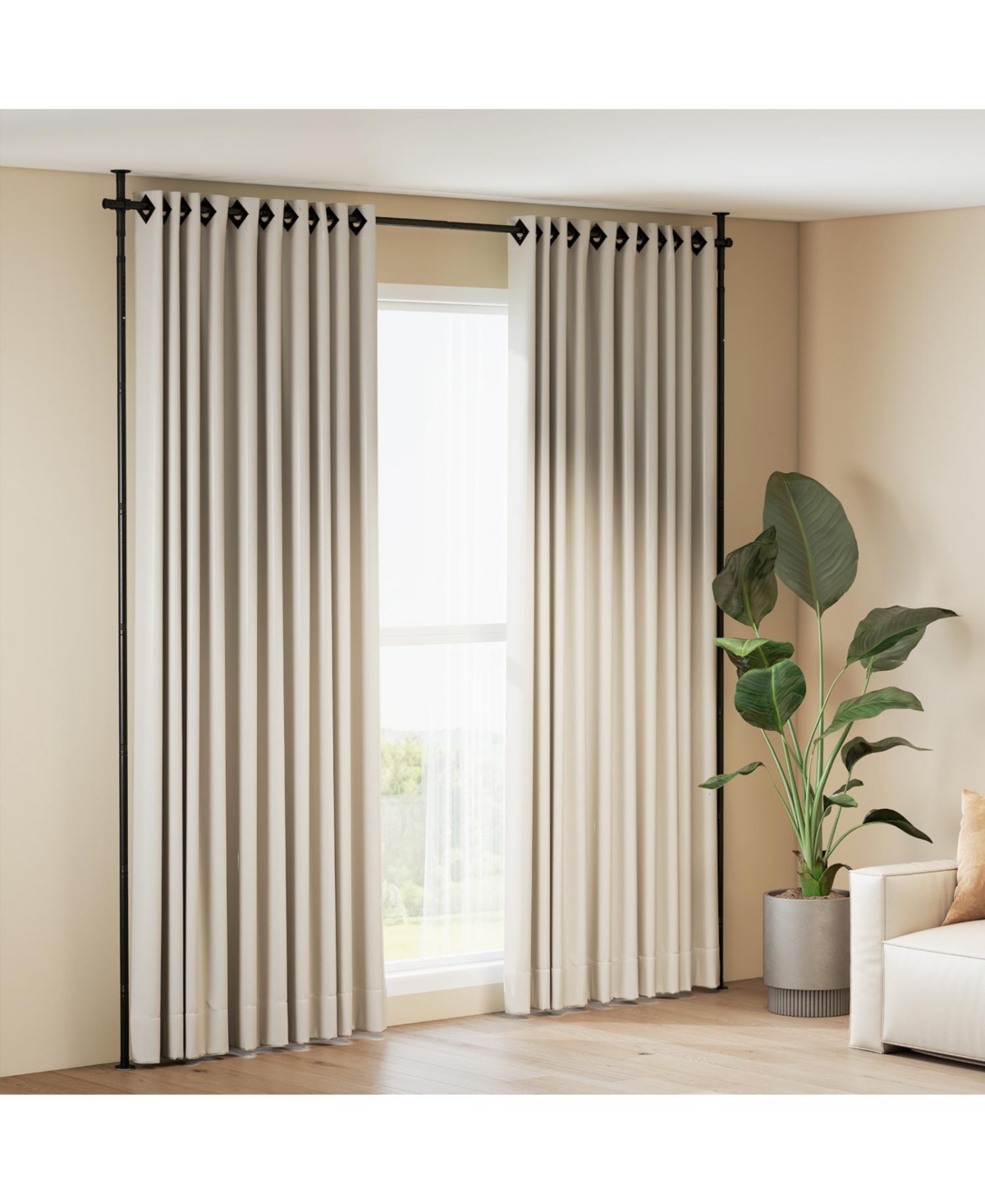 sumyeg Room Divider Curtain Rod with Adjustable Floor to Ceiling Tension