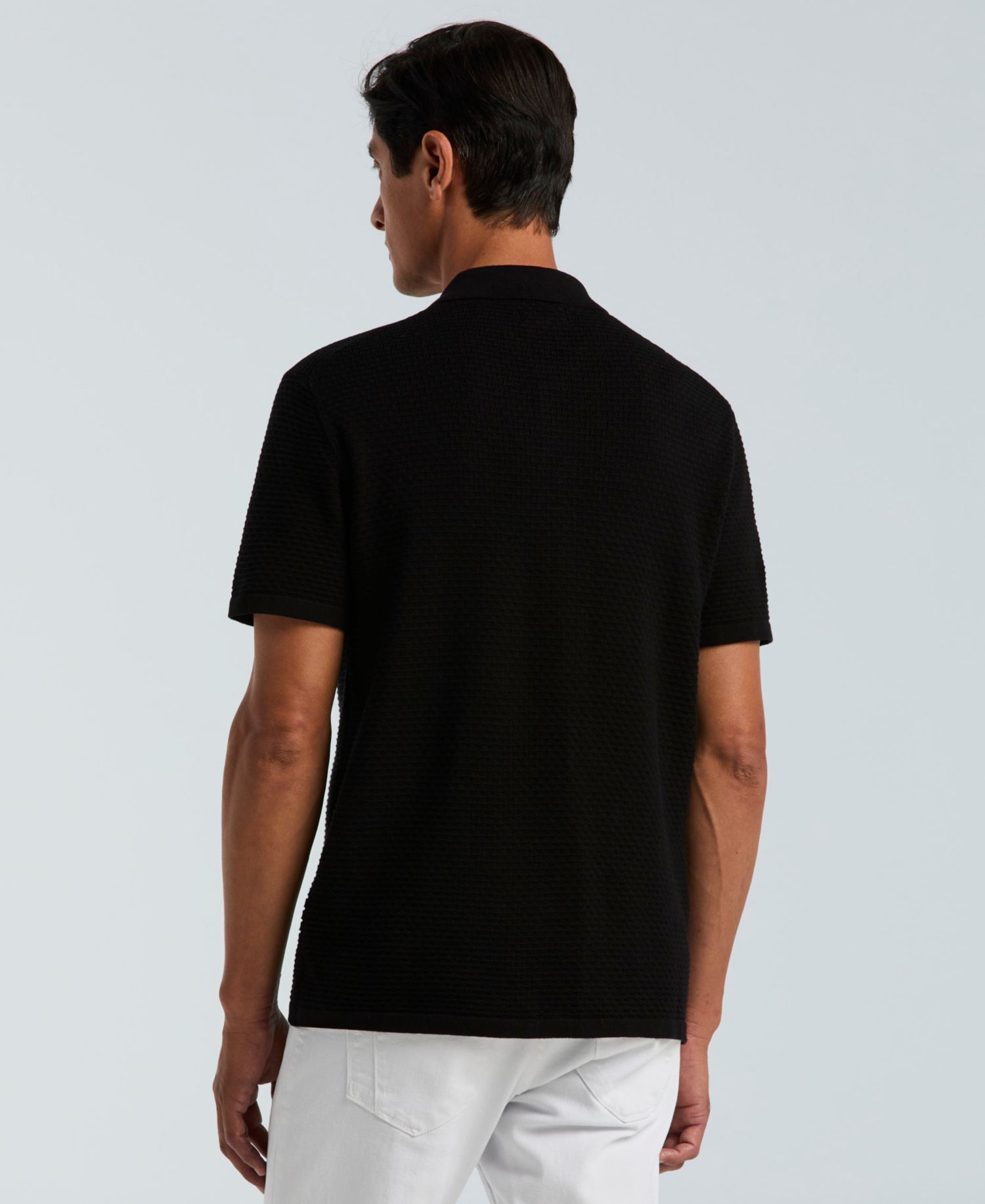 Men's Cotton Wavy Stripe Polo Sweater
