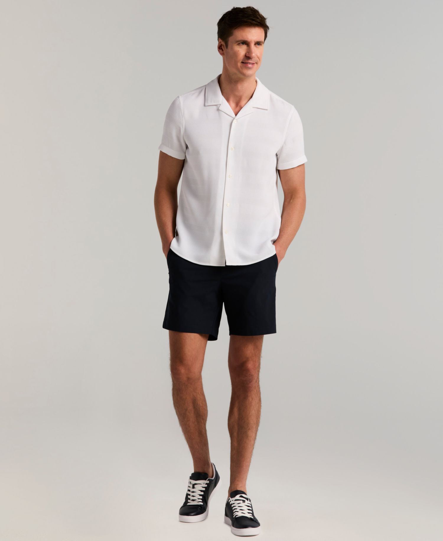 Men's Dobby Stripe Camp Collar Shirt