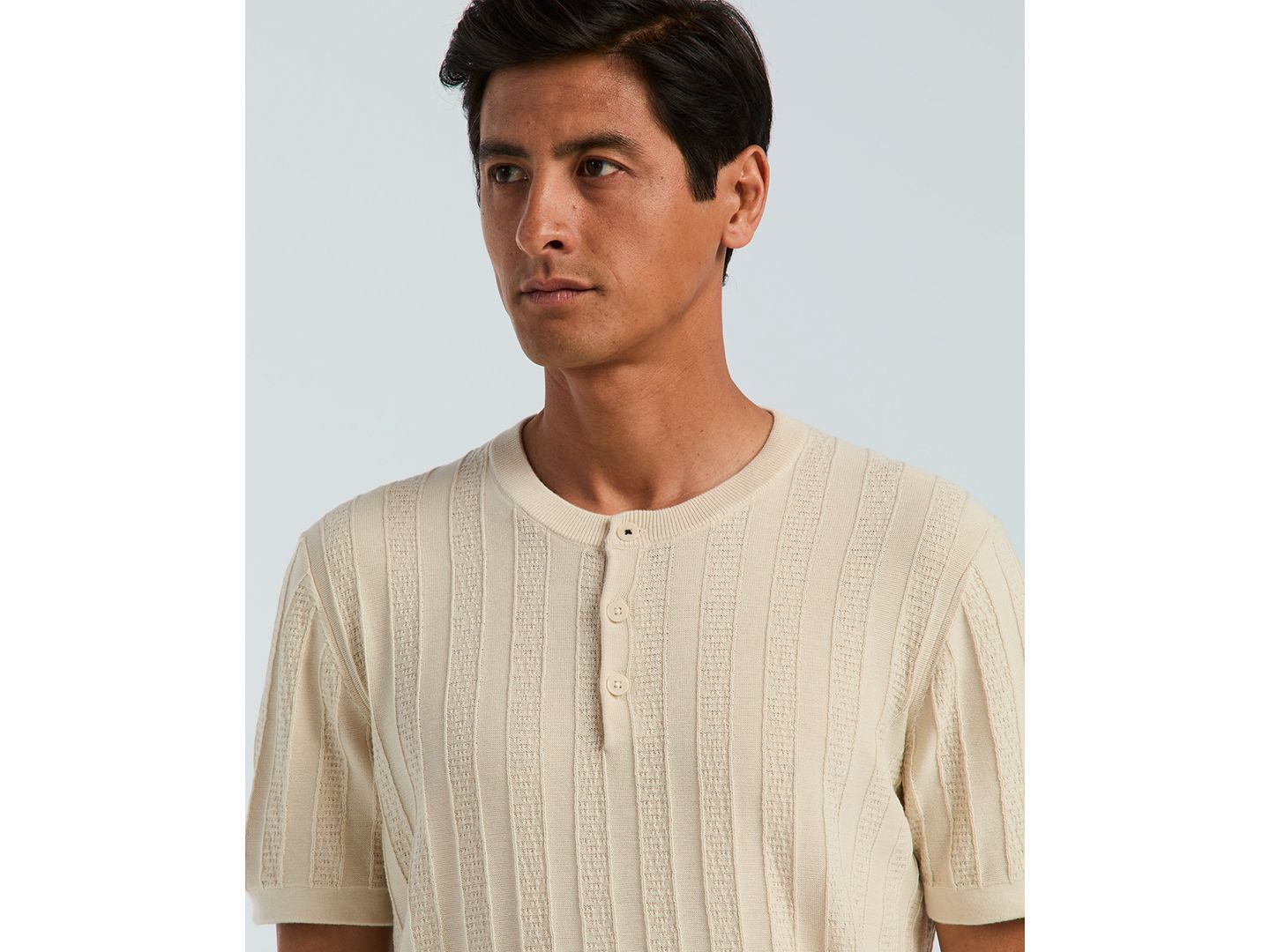 Мужской свитер Perry Ellis Cotton Stripe Crewneck, цвет: Серебряный берёзовый — фото 3