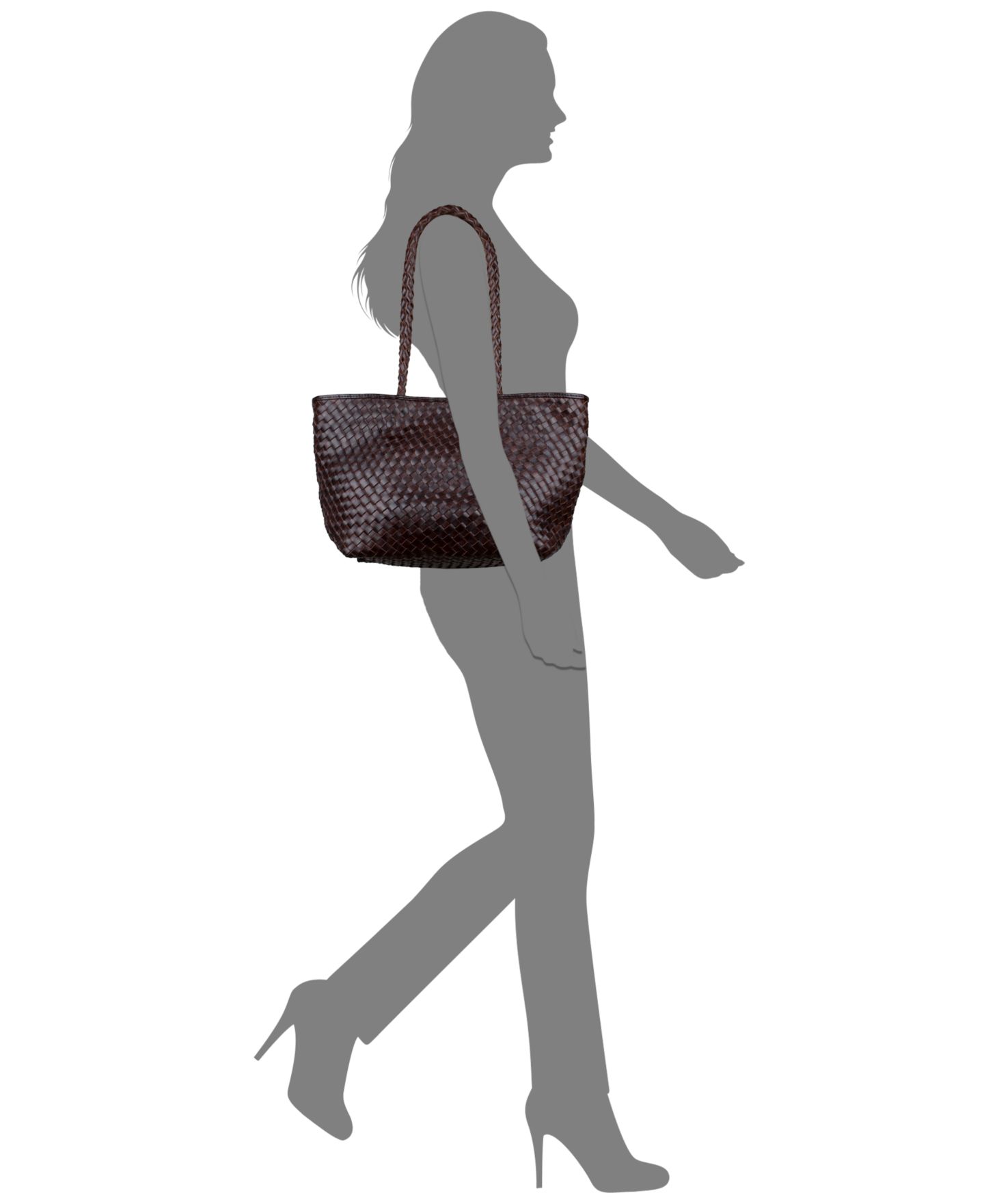 Женская сумка Patricia Nash Olivia Large Woven Leather Tote Handbag, цвет: Шоколадный — фото 4