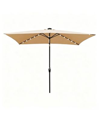10 x 6.5 FT Solar LED Patio Umbrella with Crank Tilt for Outdoor Dining