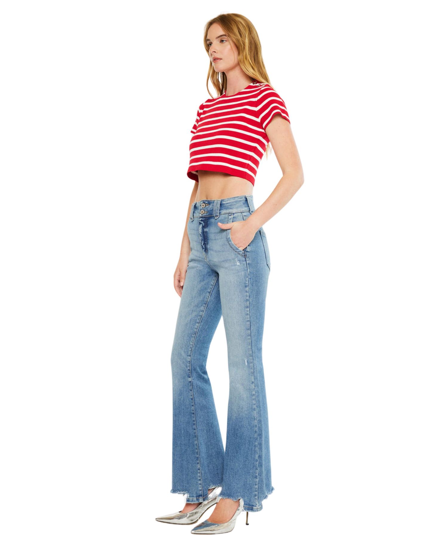 Women's Giselle High Rise Distressed Flare Jeans