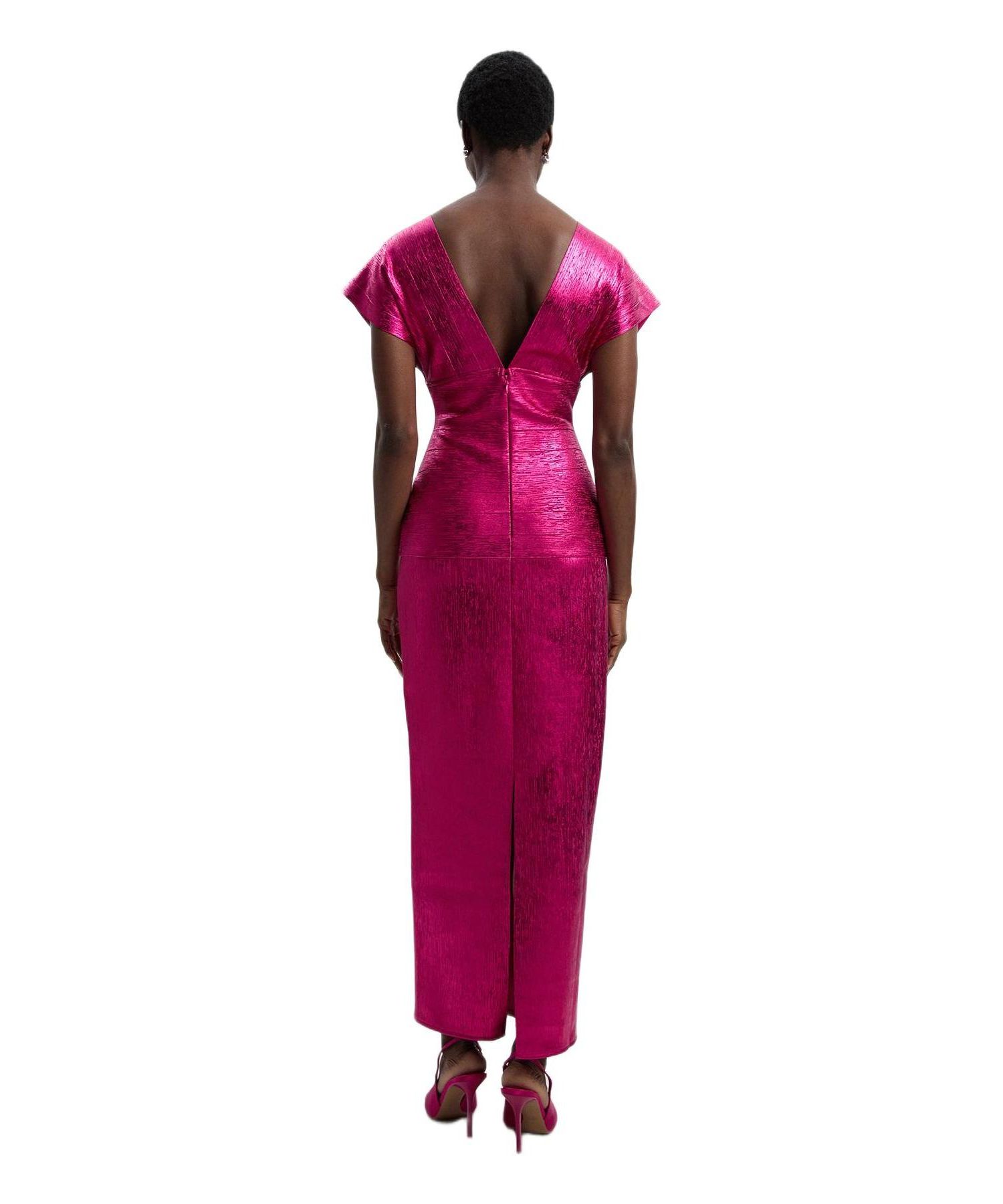 Women's Deep V-Neck Angel Sleeve Maxi Dress
