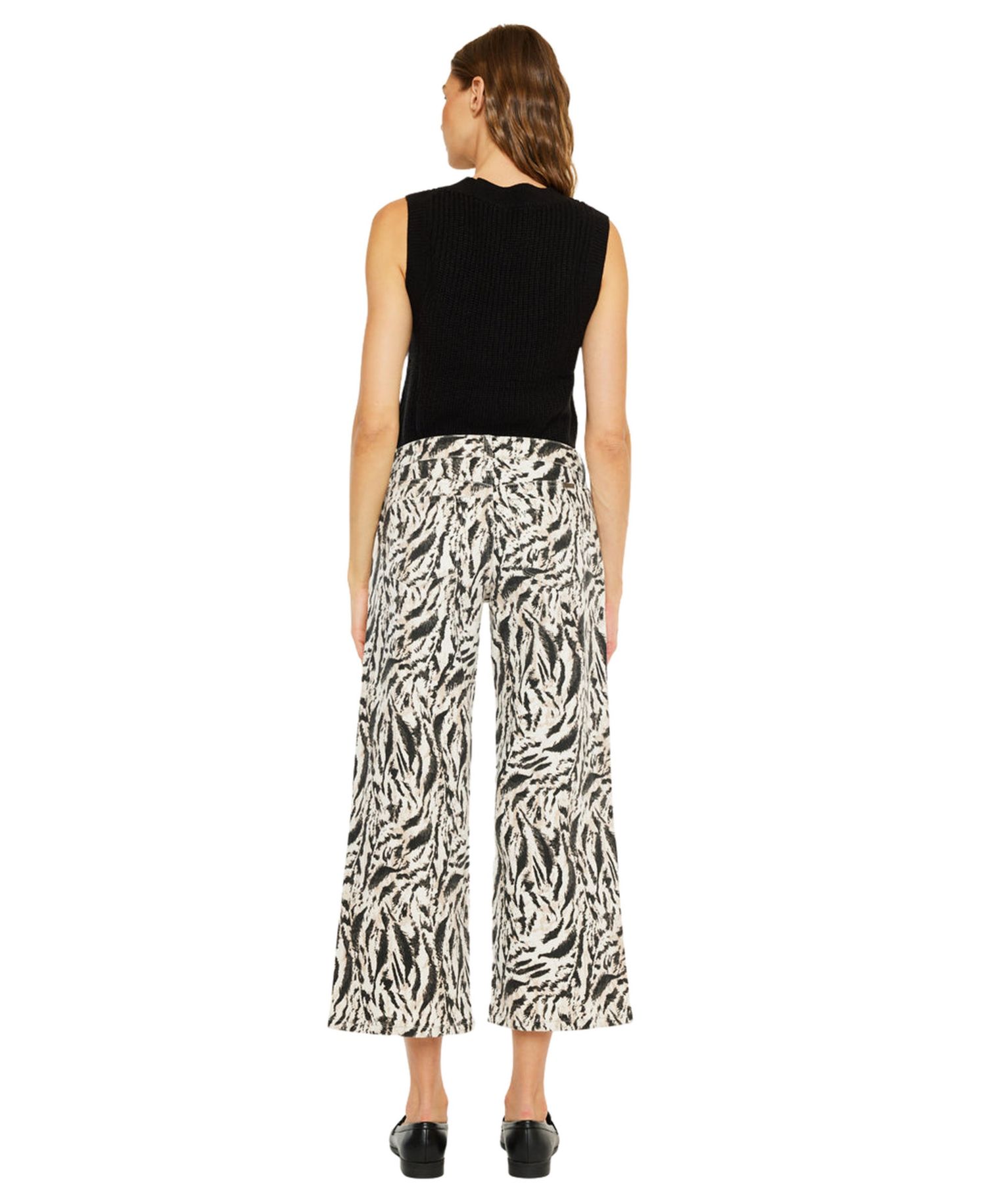 Women's Alonso Mid Rise Printed Crop Wide-Leg Jeans