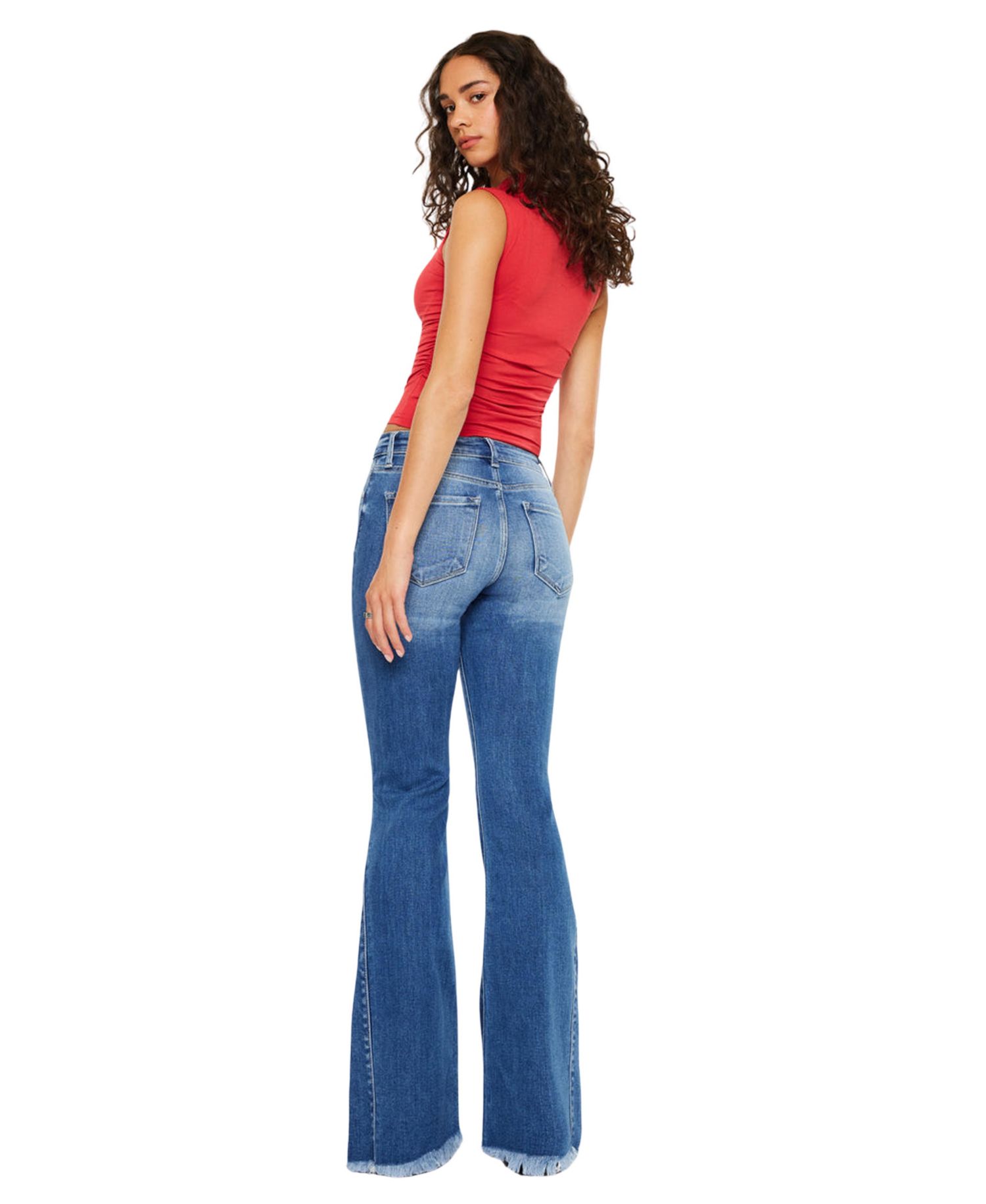 Women's Rila High Rise Flare Frayed Hem Jeans