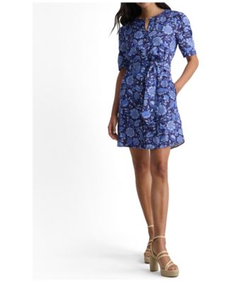 Women's Linen Blend Floral Lena Shirt Dress