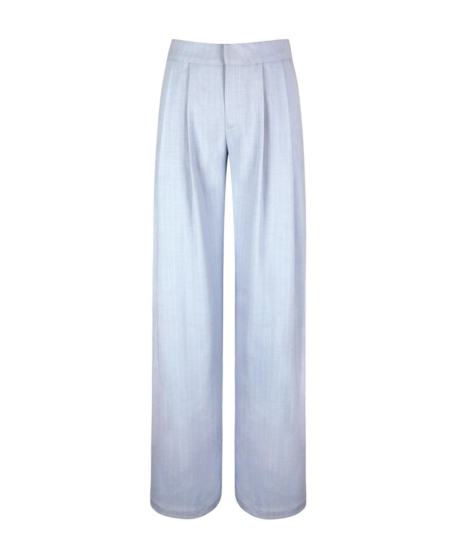 Women's Reva Sky Blue Pinstripe Single Pleat Pants