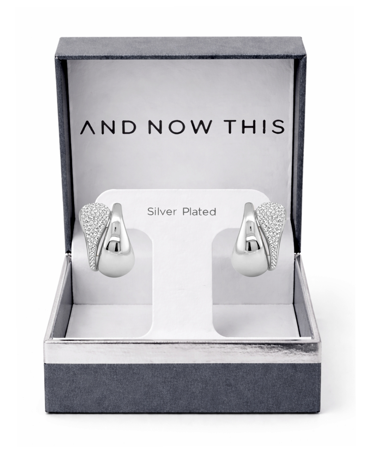 And Now This Crystal Double Teardrop C Hoop Earring